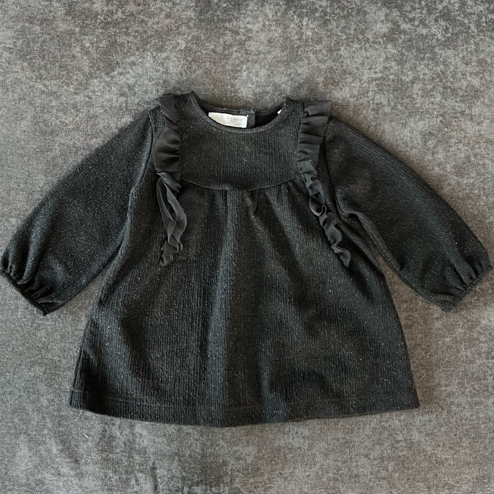 NWOT Zara Black Ruffle Dress Size 12-18 Months